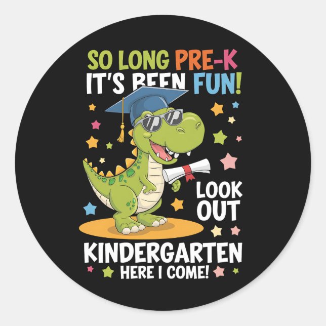 Pre K Graduate Kindergarten Dinosaurier T Rex Runder Aufkleber (Vorderseite)