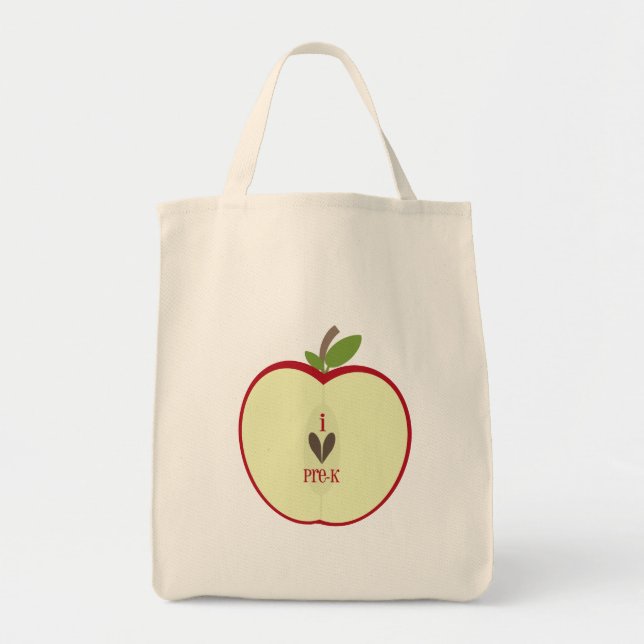 Pre-K Lehrer-Tasche - rotes Apple halb Tragetasche (Vorne)
