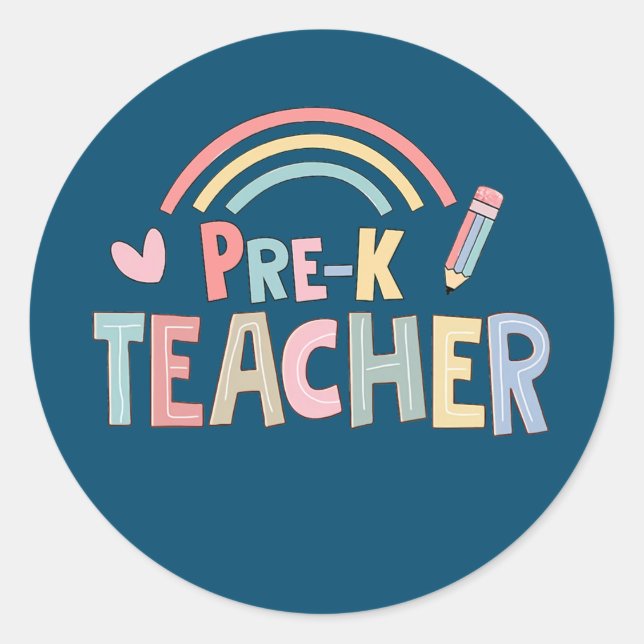 Pre-K-Lehrerteam VorschulSquad Rainbow Runder Aufkleber (Vorderseite)