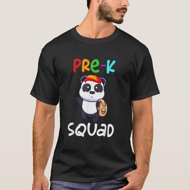 Pre-K Preschool Squad Teacher Student Panda Back T T-Shirt (Vorderseite)