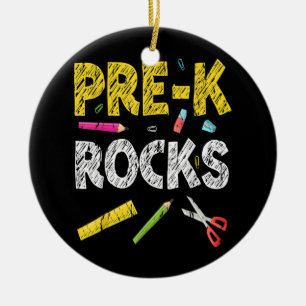 Pre K Rocks Funny Back to School Lehrer Keramik Ornament