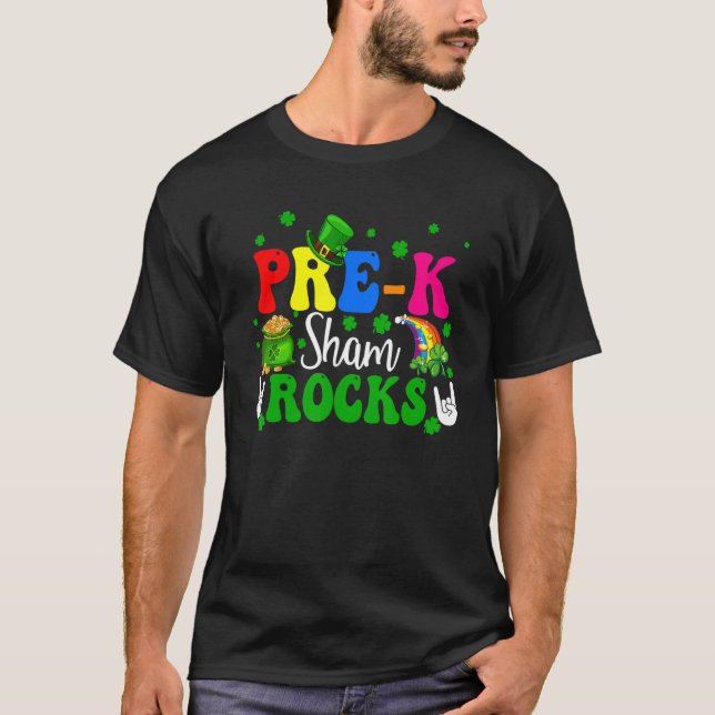 Pre-k Shamrocks Funny Rock Hands Shamrocks Patrick T-Shirt (Vorderseite)