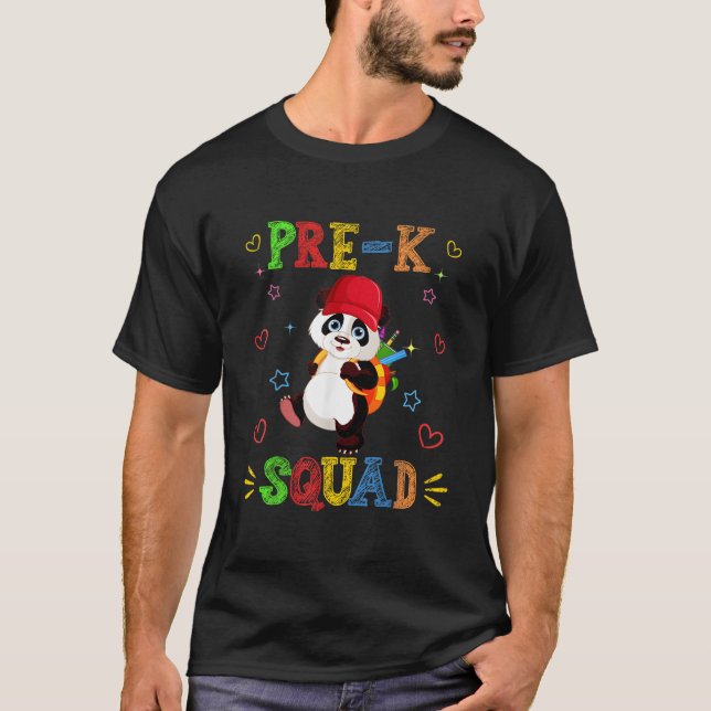 Pre-K Squad Panda Back To School T-Shirt (Vorderseite)