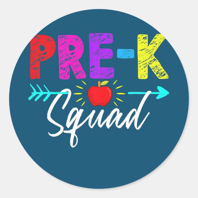 Pre K Squad Teacher Student Kids Preschool Back Runder Aufkleber (Vorderseite)