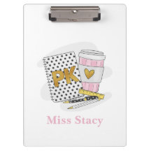Pre K Teacher Custom White Notebook-Kaffee