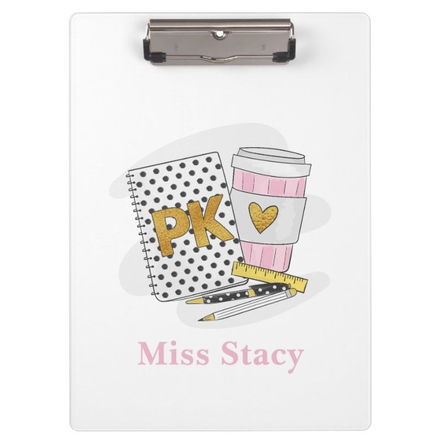 Pre K Teacher Custom White Notebook-Kaffee Klemmbrett (Vorderseite)