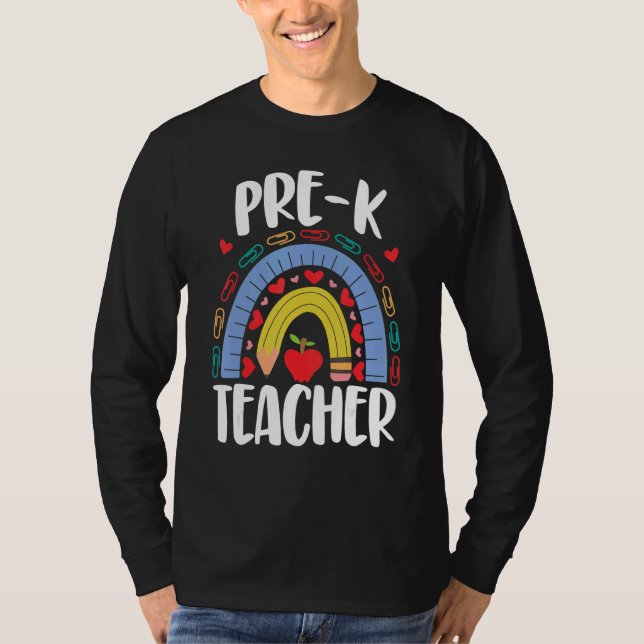 Pre K Teacher School Rainbow Acedamic T-Shirt (Vorderseite)