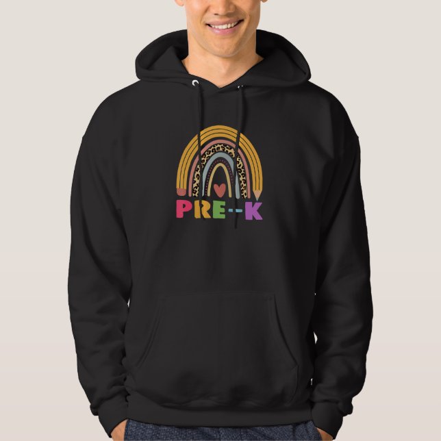 Pre-K Teacher Student Boho Rainbow Back To School Hoodie (Vorderseite)