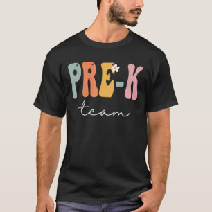 Pre K Team Retro Groovy Vintag Happy First Day T-Shirt