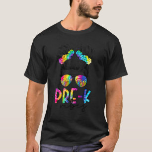 Pre K Vibes Messy Bun Girl Back to School First Da T-Shirt
