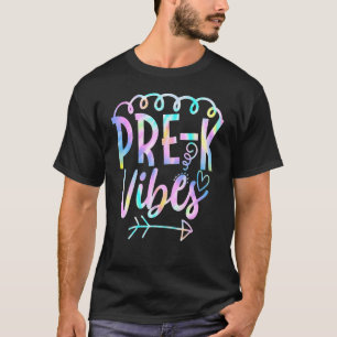 Pre K Vibes Zurück zur Gefärbte Krawatte Lehrerin T-Shirt