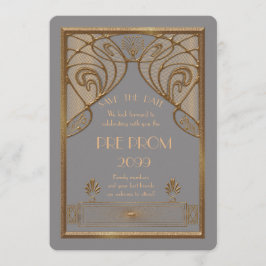 Pre Prom Junior, Great Gatsby, Gold, Grau A Save The Date