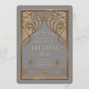 Pre Prom Junior, Great Gatsby, Gold, Grau A Save The Date