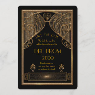 Pre Prom Junior, Great Gatsby, Gold, schwarz Save The Date