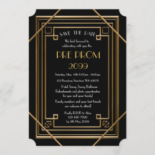 Pre-PromJunior, Great Gatsby, Gold, Black Save The Date