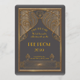 Pre PromJunior, Great Gatsby, Gold, grau Save The Date