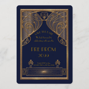 Pre PromJunior, Great Gatsby, Gold, Marine Save The Date
