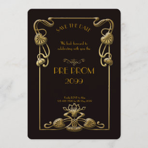 Pre PromJunior, Great Gatsby, Gold, schwarz Save The Date