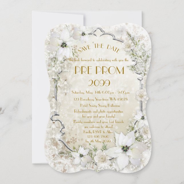 Pre-PromJunior, Great Gatsby, Gold, Silber, Klamme Save The Date (Vorderseite)