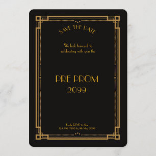 Pre PromJunior, Great Gatsby, minimalistisch, schw Save The Date