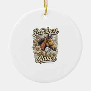 Preakness Stakes Vintage-Pferd-Blumen-Renn-Design Keramik Ornament