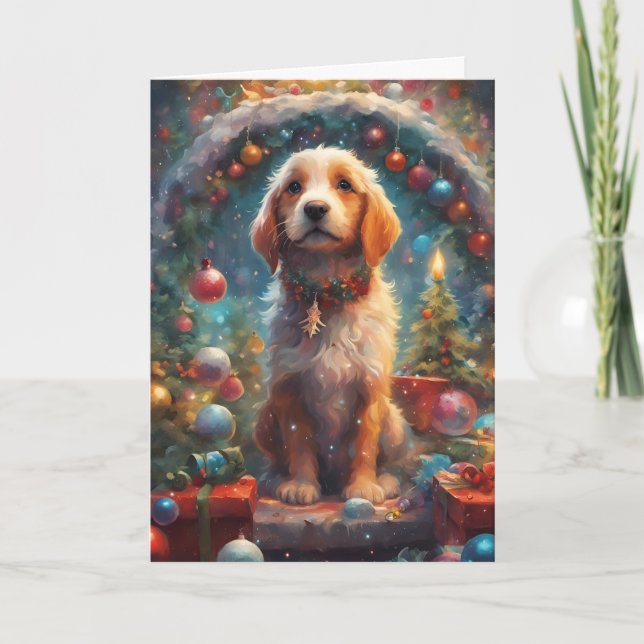 Precieux Christmas Puppy Art carte (Devant)