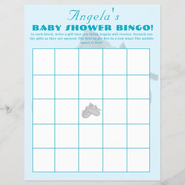 Precious Bundle Boy Baby Shower Bingo Flyer (Vorne)