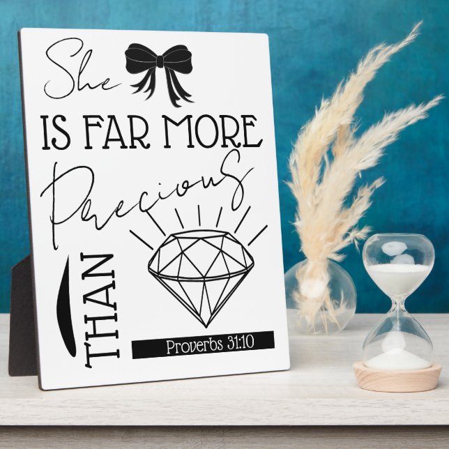 Precious Than Jewels Bible Verse Proverbs 31:10 Fotoplatte (Seite)