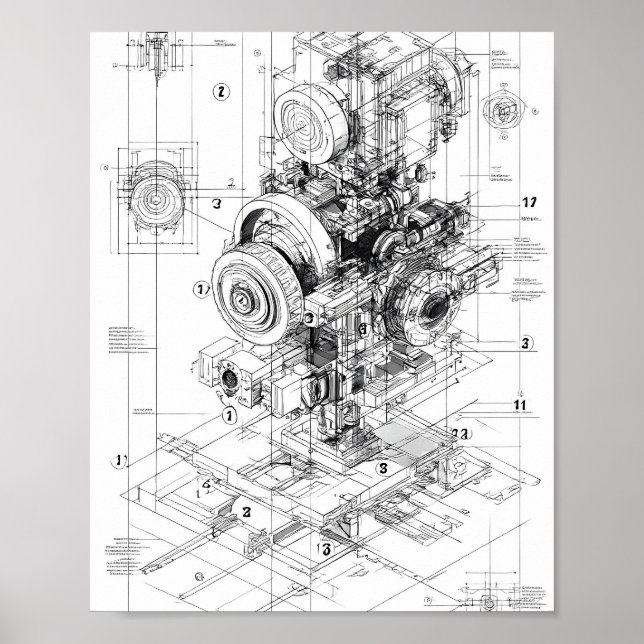 Precision Engineering Art: Modular Machine Poster (Vorne)