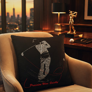 Precision siegt leise Golf Wortkunst Kissen