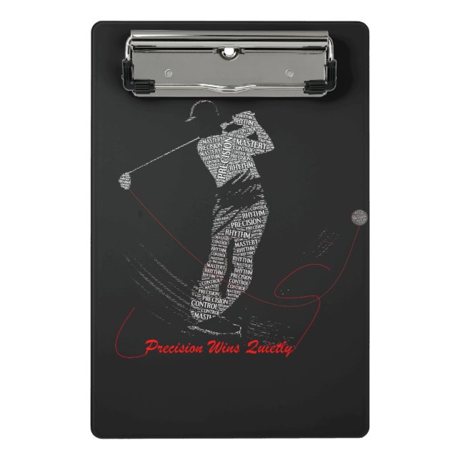 Precision siegt leise Golf Wortkunst Mini Klemmbrett (Vorderseite)