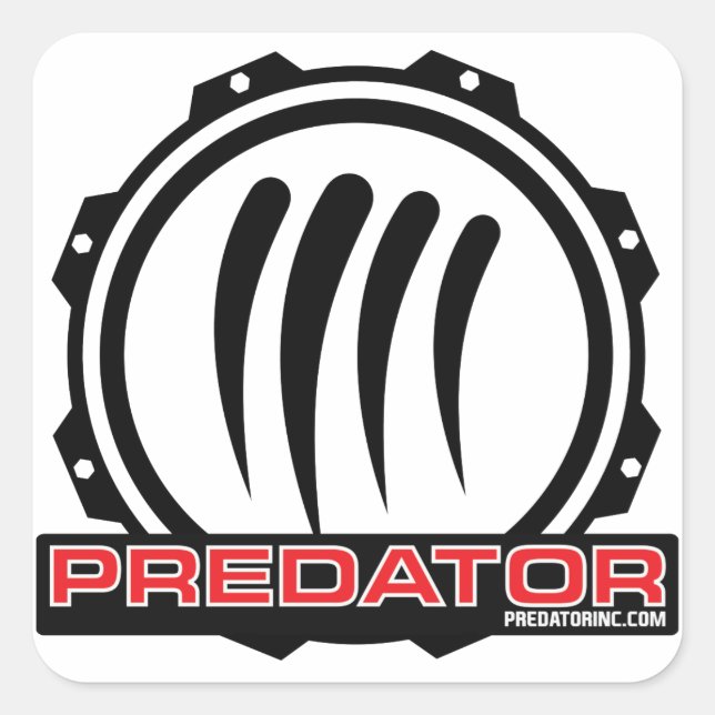 Predator Inc. Gear-Logo Quadratischer Aufkleber (Vorderseite)