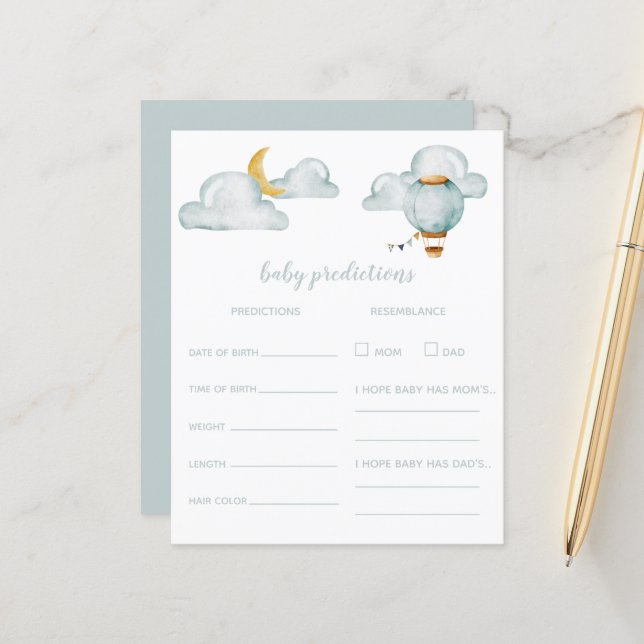 Prédiction du bébé - Carte de jeu Baby shower (Devant/Arrière en situation)