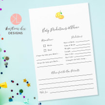 Predictions & Advice Lemon Baby Shower Game