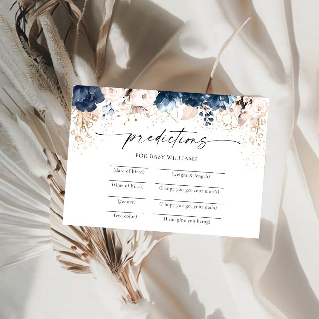 Predictions Card Navy Blue and Dusty Rose Einladung (Von Creator hochgeladen)