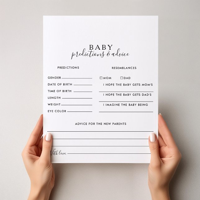 Prédictions minimalistes pour bébé et cartes de co (Créateur téléchargé)