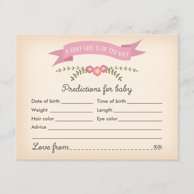 Prédictions pour bébés - Carte de jeu Baby shower (Devant)