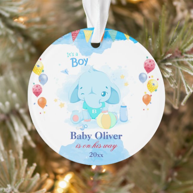 Pregante Weihnachtsschmuck Baby Boy Elephant Ornament (Baum)