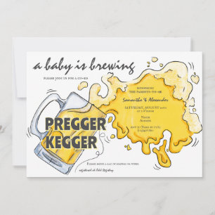 Pregger Kegger Watercolor Beer Co-ED Kinderdusche Einladung