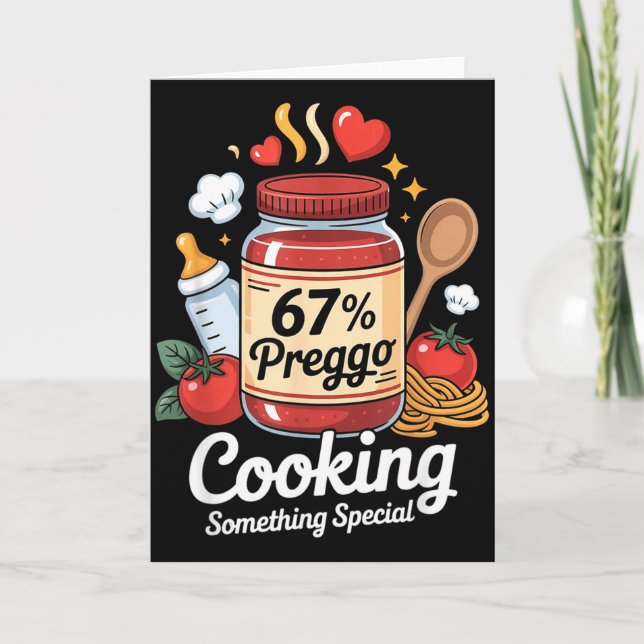 Preggo Sauce Pasta Schwangerschaftsankündigung Lus Karte (Vorderseite)