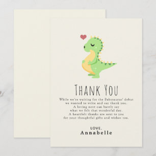 Preggosaurus Süßer Dinosaurier Baby Shower-Einladu Dankeskarte