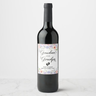 Pregnancy Announcement Floral Wine Label Weinetikett