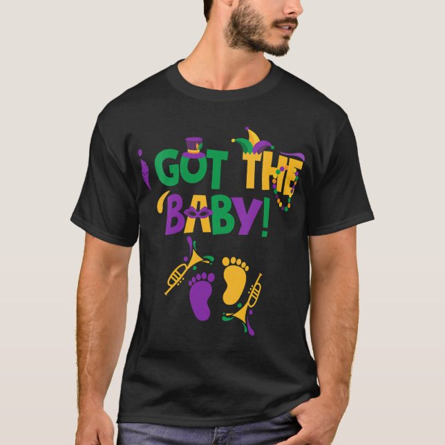 Pregnancy Announcement Mardi Gras T-Shirt (Vorderseite)