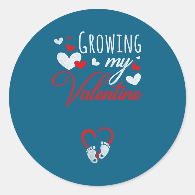 Pregnancy Announcement New Mom Growing My Valentin Runder Aufkleber (Vorderseite)