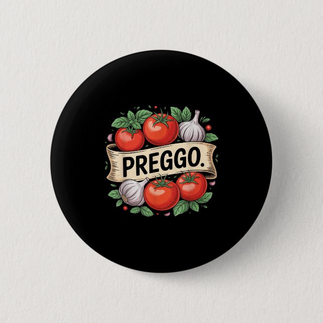 Pregnancy Announcement Prego Pasta Sauce Funny Pre Button (Vorderseite)