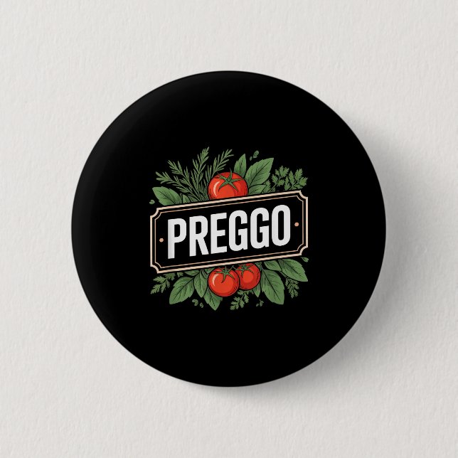 Pregnancy Announcement Prego Pasta Sauce Funny Pre Button (Vorderseite)