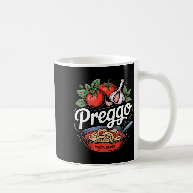 Pregnancy Announcement Prego Pasta Sauce Funny Pre Kaffeetasse (Rechts)