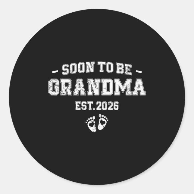 Pregnancy Announcement Soon To Be Grandma 2026  Runder Aufkleber (Vorderseite)