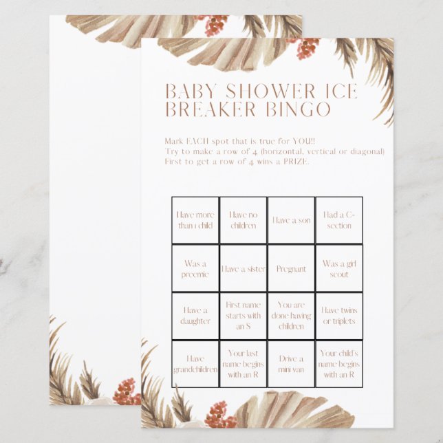 Pregnancy Baby Shower Bingo Showspiel (Vorne/Hinten)