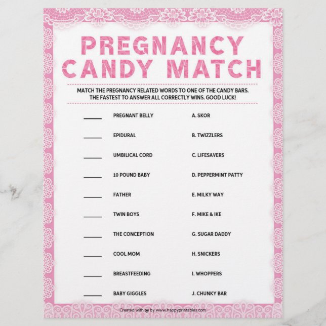 Pregnancy Candy Match [Luxury Lace [Pink] Briefbogen (Vorderseite)